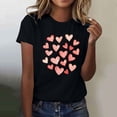 thumbnail image 2 of Camiseta de Manga Corta de Cuello Redondo con Patrones de Corazón de Moda de las Mujeres para Diario, Fiesta, Primavera Y Verano, 2 of 5