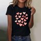 thumbnail image 3 of Camiseta de Manga Corta de Cuello Redondo con Patrones de Corazón de Moda de las Mujeres para Diario, Fiesta, Primavera Y Verano, 3 of 5