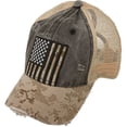 thumbnail image 3 of C.C Ponytail Messy Buns Trucker Ponycaps Plain Baseball Visor Cap Dad Hat (Distressed USA Flag Digital Camo Beige), 3 of 3