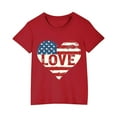 thumbnail image 2 of BRGZLK Toddler American Flag Cotton T-Shirt Kids Independence Day Patriotic Short Sleeve Tops Boys Girls Cute Round Neck Summer Top Red 7-8 Years, 2 of 6