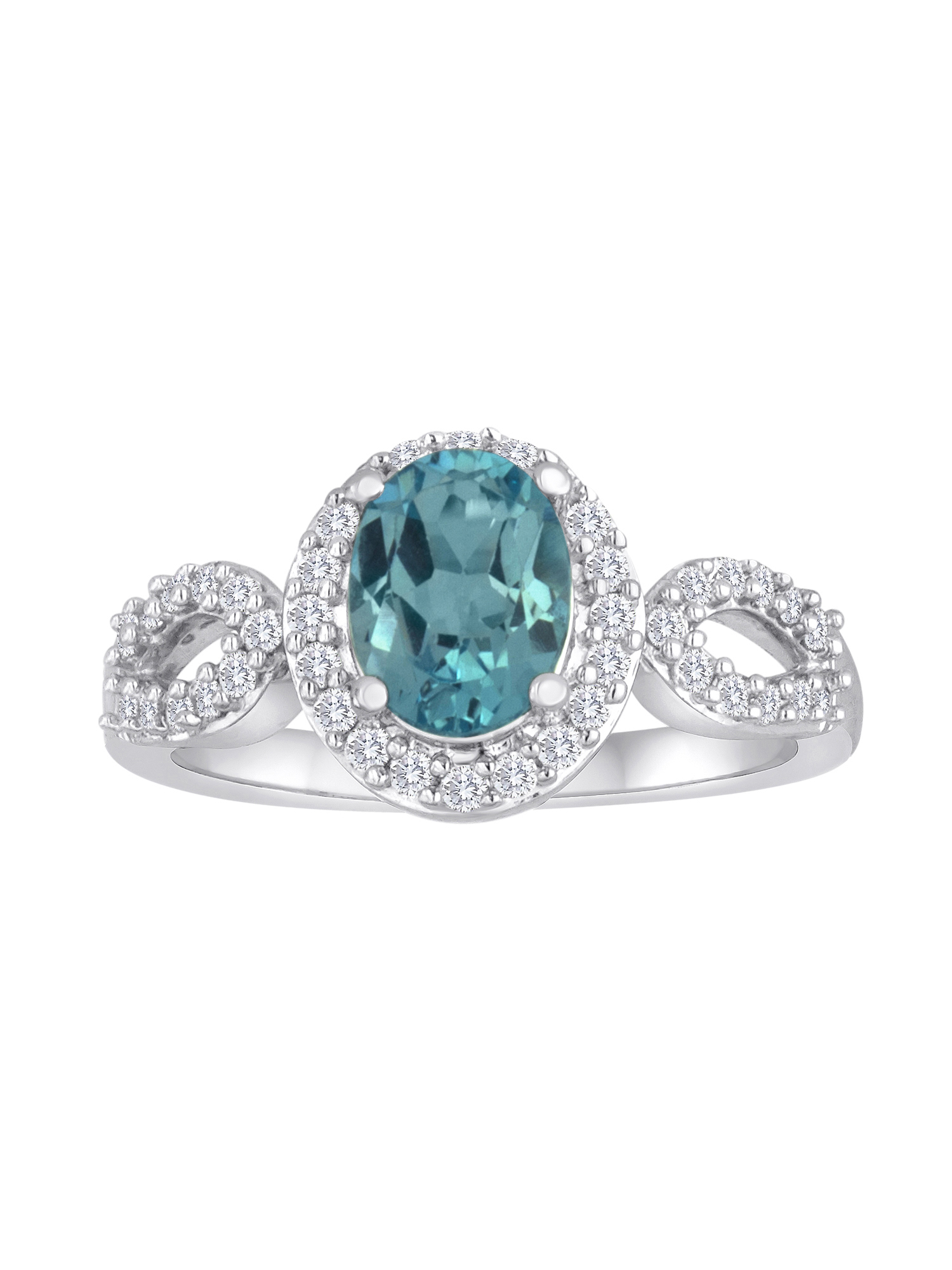 Ladies Brilliance Fine Jewelry Women's Blue Topaz Sterling Silver Earring, Ring and Pendant Set, 18"