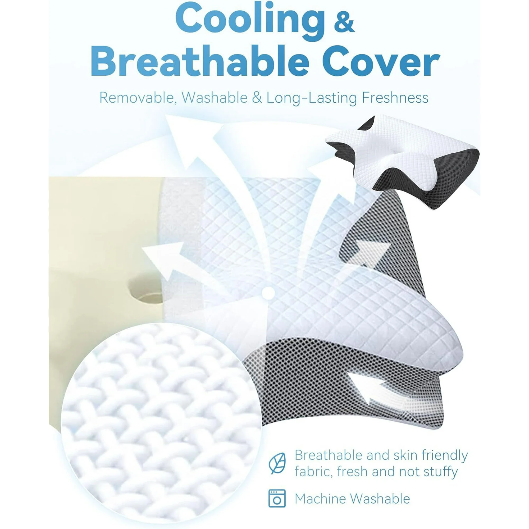 2026 New Upgrade Sleep Apnea Pillow, Ergonomic Contour Support Pillows, 2 in 1 Neck Support Pillow for Sleeping, Breathable Comfortable, for Side & Back Sleepers(Gray)