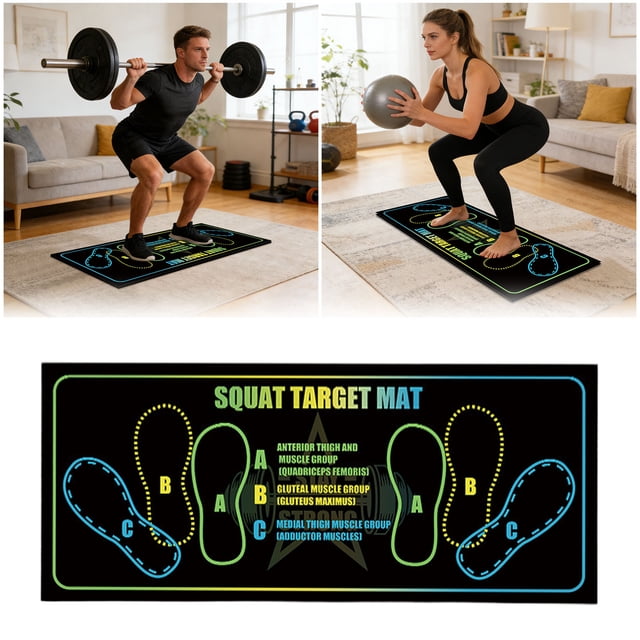 Squat Mat With Position 35x80cm Squat Mats Diatomaceous Earth Rubber Squat Mat For Home Yoga & Abs | Perfect For Squats Lunges & Core