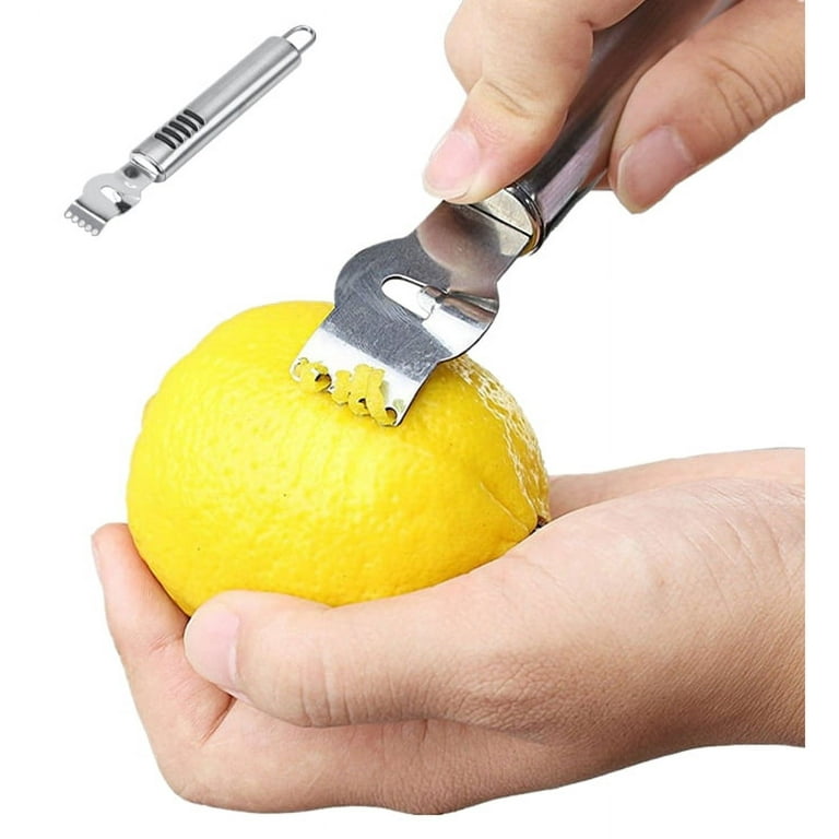 2 Pack Stainless Steel Lemon Zester Grater with Hole Citrus Orange Peeling  Tool Fruit Peelers With Specially Designed Channel Knife and Hanging Loop