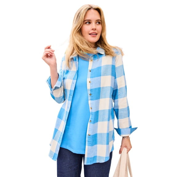 Woman Within Plus Size Classic Flannel Shirt