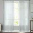 thumbnail image 3 of Blue Striped Semi Sheer Curtains 72 Inch Length 2 Panels Set, Blue White Stripes Farmhouse Sheer Kitchen Curtain Privacy Voile Window Curtain for Living Room Bedroom Rod Pocket Drapes, 3 of 7