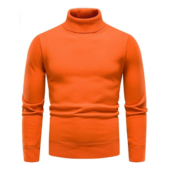 jsaierl Sweaters for Men Knit Turtle Neck Solid Stretch Top Long Sleeve Casual Slim Fit Pullover Sweater
