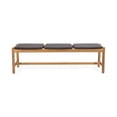thumbnail image 2 of Olurrisa Outdoor 3-Seater Acacia Wood Bench, Rustic Hardwood Garden Patio Bench with Woven Rattan Seat Brown, 2 of 8