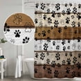thumbnail image 4 of Brown Beige Farmhouse Shower Curtain Set - Small 36" x 72" Washable Bathtub Curtain with 12 Hooks, Black Dog Paw Vintage Wooden Waterproof Fabric Stall Shower Curtains for Bathroom/Bathtub Décor, 4 of 6