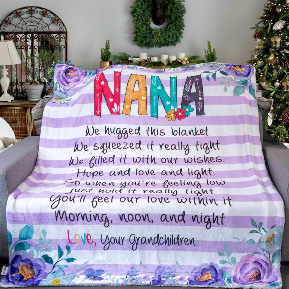 Luxury Super Soft Sherpa Fleece Blanket 50x60, Nana Blanket from Grandkids, Nana Gifts from Grandchildren, Gifts for Nana from Granddaughter, Christmas Blanket for Nana