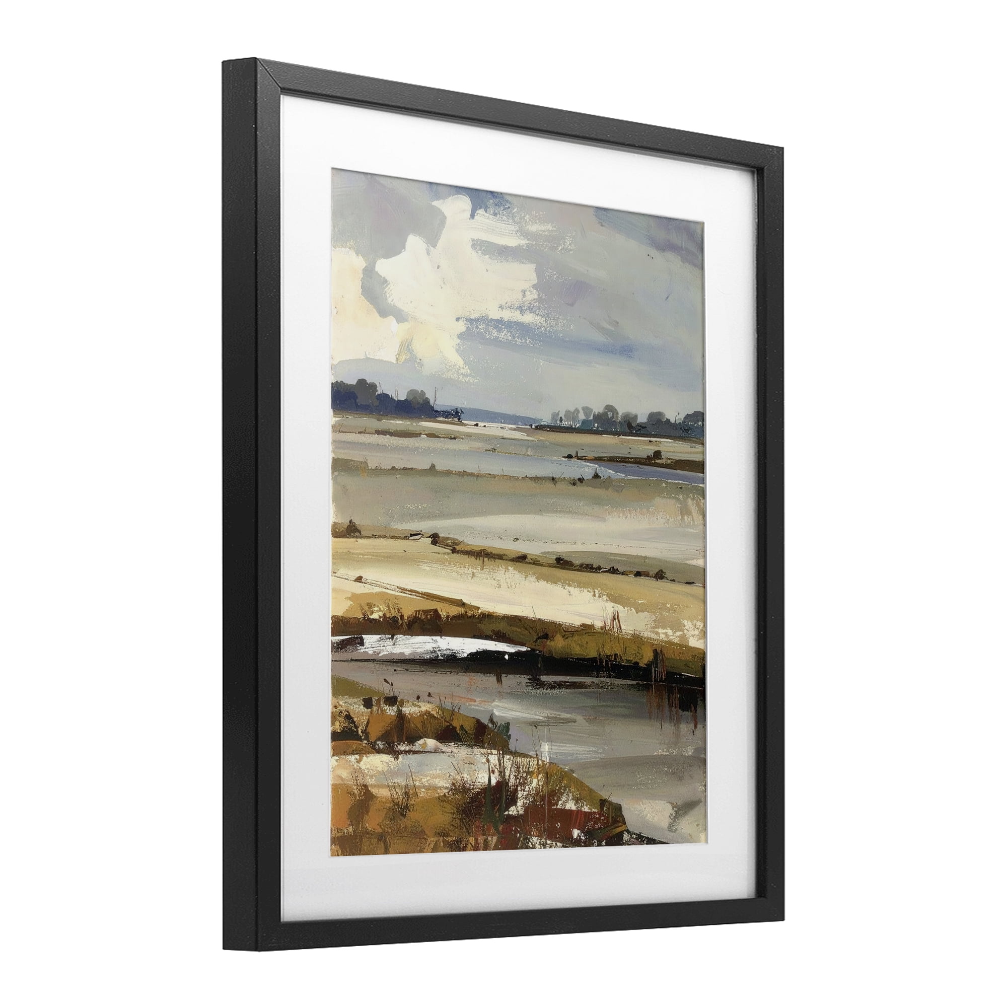 Stupell Industries Earthy Distant Horizon Black Framed Print Under Glass, design by Alonza Saunders
