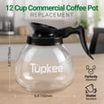 thumbnail image 4 of Tupkee Glass Replacement Coffee Pot - SHATTER-RESISTANT Commercial Restaurant Decanter Carafe - 64 oz 12 Cup Set of 2-1 Black and 1 Orange Decaf, Compatible with Wilbur Curtis, Bloomfield, Bunn Pot, 4 of 8