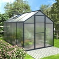 thumbnail image 6 of VEIKOUS 6' x 8' Greenhouse for Outdoor Heavy Duty Polycarbonate Garden Plants Greenhouse Kit W/ Aluminum Frame, Lockable Door and Window, Grey, 6 of 10
