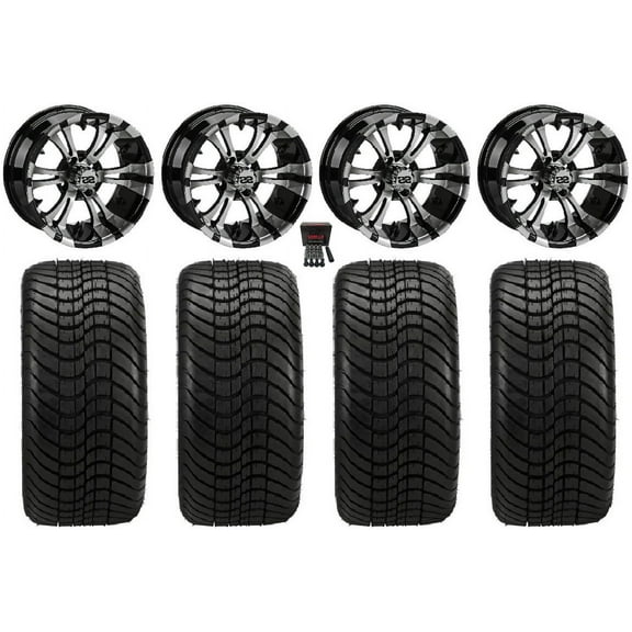 LSI Warlock 12" Golf Wheels Black Elite 215x35-12 Tires Yamaha