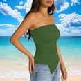 thumbnail image 6 of BLVB Going out Tube Tops for Women Trendy Summer Asymmetrical Ruched Strapless Bandeau Cami Shirts Ribbed Knit Spring Clothes, 6 of 8