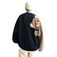 thumbnail image 1 of Jersey de gran tamaño Bloque de color Forma de oso Espalda Felpa Sudadera informal de gran tamaño unisex para mujeres Hombres Negro L, 1 of 12