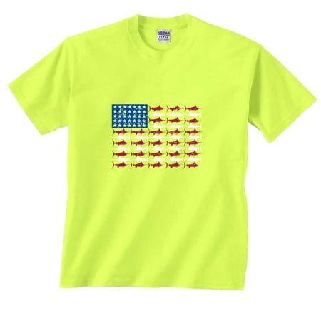 Blue Marlin USA American Flag Fishing T-Shirt