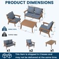 thumbnail image 5 of FOOWIN 4-Piece Patio Furniture Set, HDPE Outdoor Conversation Set with 4 Seating & Cushions, Perfect Patio Sofa Set for Garden, Porch, Backyard, Teak Frame with Grey Cushion, 5 of 6