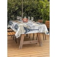 thumbnail image 3 of Outdoor Tablecloth with Umbrella Hole for Patio/Picnic/Party/Camping, Blue Architecture Waterproof Table Cloth Rectangle Table Cover Washable, Eiffel Tower Retro City Classical Beige (52"x 70"), 3 of 9