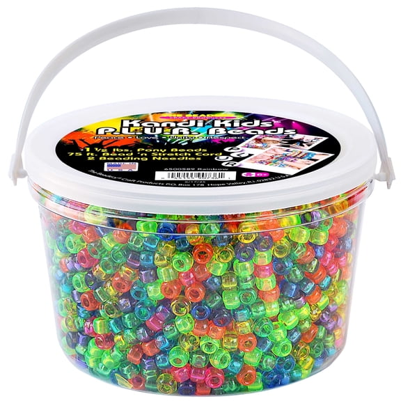 The Beadery - Kandi Kids Bucket, Rainbow Multi - 1.5 Lbs Beads, Cord, Needles - 6500589