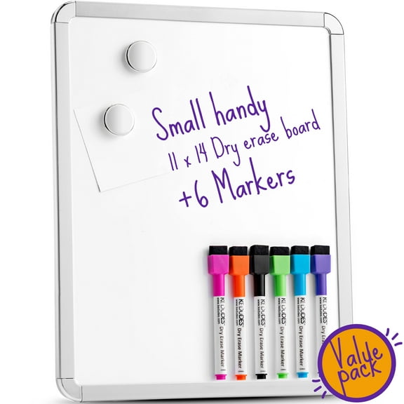 Kedudes Magnetic Dry Erase White board 11" x 14" with frame. Includes 6 Magnetic Dry Erase Markers, Assorted Colors. Great For Fridge