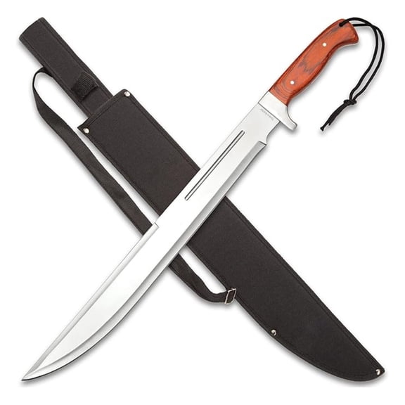 Beast Machete | 18 3/4" Stainless Steel Blade | Secure Wooden Handle | Stainless Steel Guard | Durable Nylon Sheath Included | 25" Overall Length