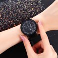 thumbnail image 3 of Reloj de cuarzo para mujer, relojes para mujer, escala inglesa, esfera geométrica, reloj de cuarzo informal de moda para hombres y mujeres, reloj A, 3 of 4