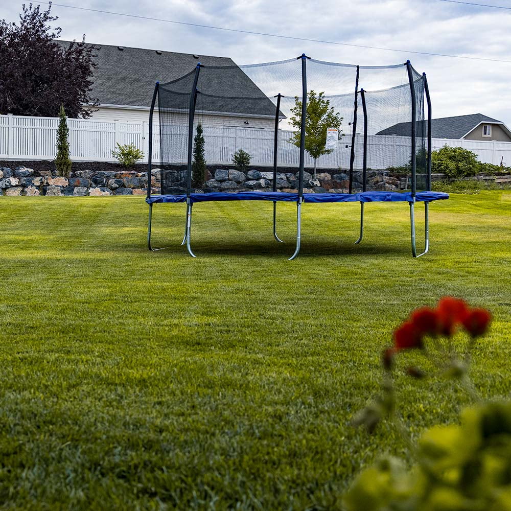 Skywalker Trampolines 14ft Square Trampoline with Enclosure – Blue