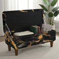thumbnail image 3 of FOR U DESIGNS Black Gold Marble Print Flip-Top Storage Ottoman Slipcover Stretch Footstool Slipcover Washable Rectangle Foot Chest Cover with Elastic Band, Non-Slip Anti-Dust Stool Protector, 3 of 7