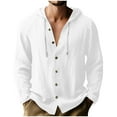 thumbnail image 1 of RXMEKW Solid Color Hooded Cardigan for Men with Button Front and Long Sleeves, 1 of 8