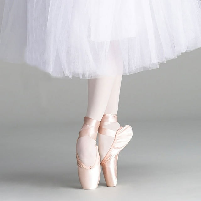 Chaussures de Danse Professionnelles pour Femmes à Semelle Plate, Style Pointe, avec Rubans pour Pratique de Ballet