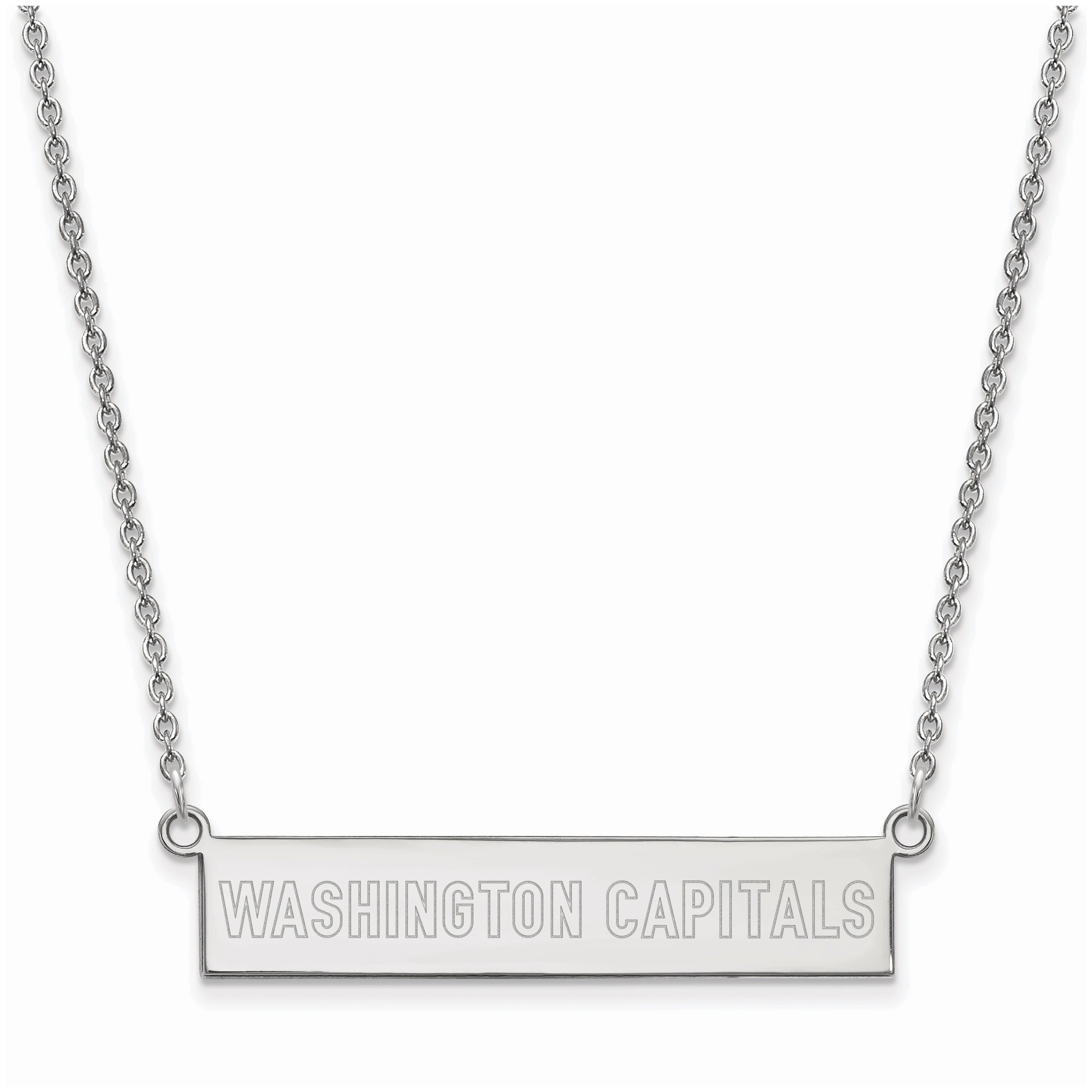 Solid 925 Sterling Silver Official Washington Capitals Small Bar Pendant Necklace Charm Chain