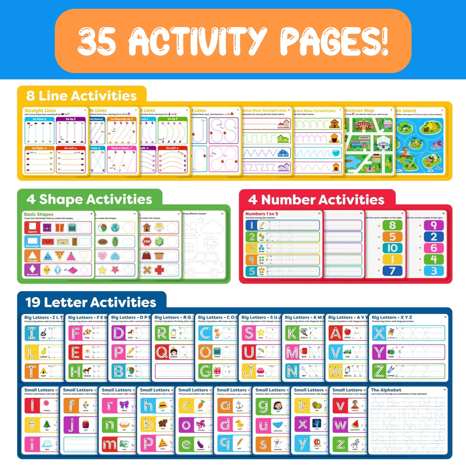Tracing Books for Kids Ages 3-5 Toddler, Preschool Learning Activities -Handwriting Practice Tracing for Kids 3-4, Preschool Kindergarten Workbooks, Learning Books for 4-5 Year Olds