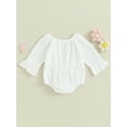 thumbnail image 5 of Newborn Baby Girl Ruffle Long Sleeve Romper 3M 6M 12M 18M  Bowknot Cotton Linen Onesie Bodysuit Cute Fall Outfit Clothes, 5 of 10