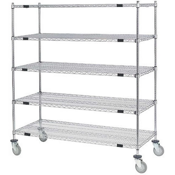 Nexel Open Sided Wire Exchange Truck, 5 Wire Shelves, 800 Lb. Cap., 48x18x69