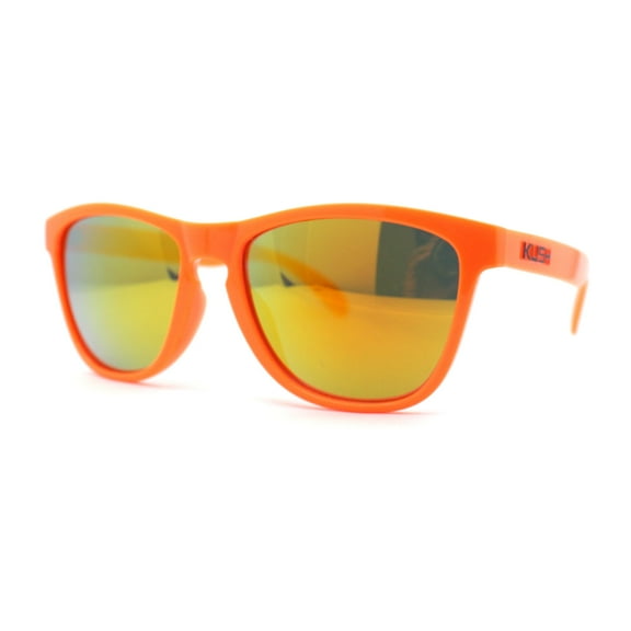 Kush Mens Retro Sport Keyhole Horn Rim Pop Color Plastic Sunglasses Orange Mirror