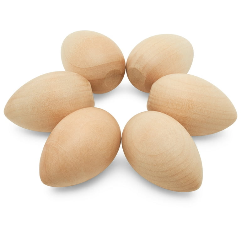 EFO Wooden Eggs for Crafts and Easter Decorations - Great for Easter Basket  or Home Decor - Unpainted Wood Eggs Set for Easter Egg Hunt or Gift - Pack