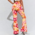 thumbnail image 5 of HAOTAGS Women Yoga Pants,Butt - Lifting Printed High Elastic Waist Flared Pants Pink M, 5 of 9