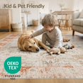 thumbnail image 4 of ODIKA 2'x3' Washable Accent Rug Traditional Vintage Distressed Over Boho Scroll Border Inspired for Bedroom, Nursery, RV, Pet Friendly, Bedside Mat, 4 of 7