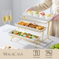 thumbnail image 3 of Bandejas de servicio de 3 niveles MALACASA de porcelana blanca para fiestas, 3 of 8