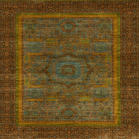 

Ahgly Company Indoor Square Abstract Blood Red Brown Area Rugs 8 Square