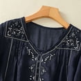 thumbnail image 4 of Camiseta de Trabajo de Manga Corta con Cuello en V Bordada con la Sensación de Lino, Transpirable Poliéster Spandex Top Casual para la Oficina de Verano, 4 of 7
