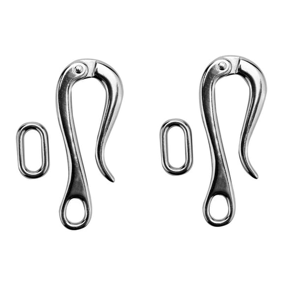 ABCISI Stainless Steel 316 Pelican Hook, Quick Release Ship Hooks, 4inch/ 100mm Marine Boat Link Climbing Buckle Lifeboat Hook (2)