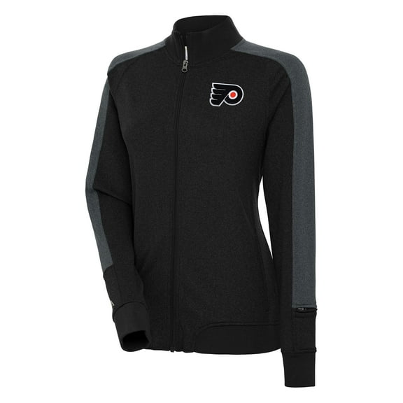 Women's Antigua Black Philadelphia Flyers Strike Full-Zip Track Jacket