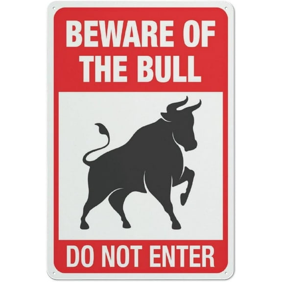Beware Of The Bull Do Not Enter Sign Signs Outdoor, Uv Printed Aluminum 12 X 8 In, Weatherproof And Security Signs For Home Or Business