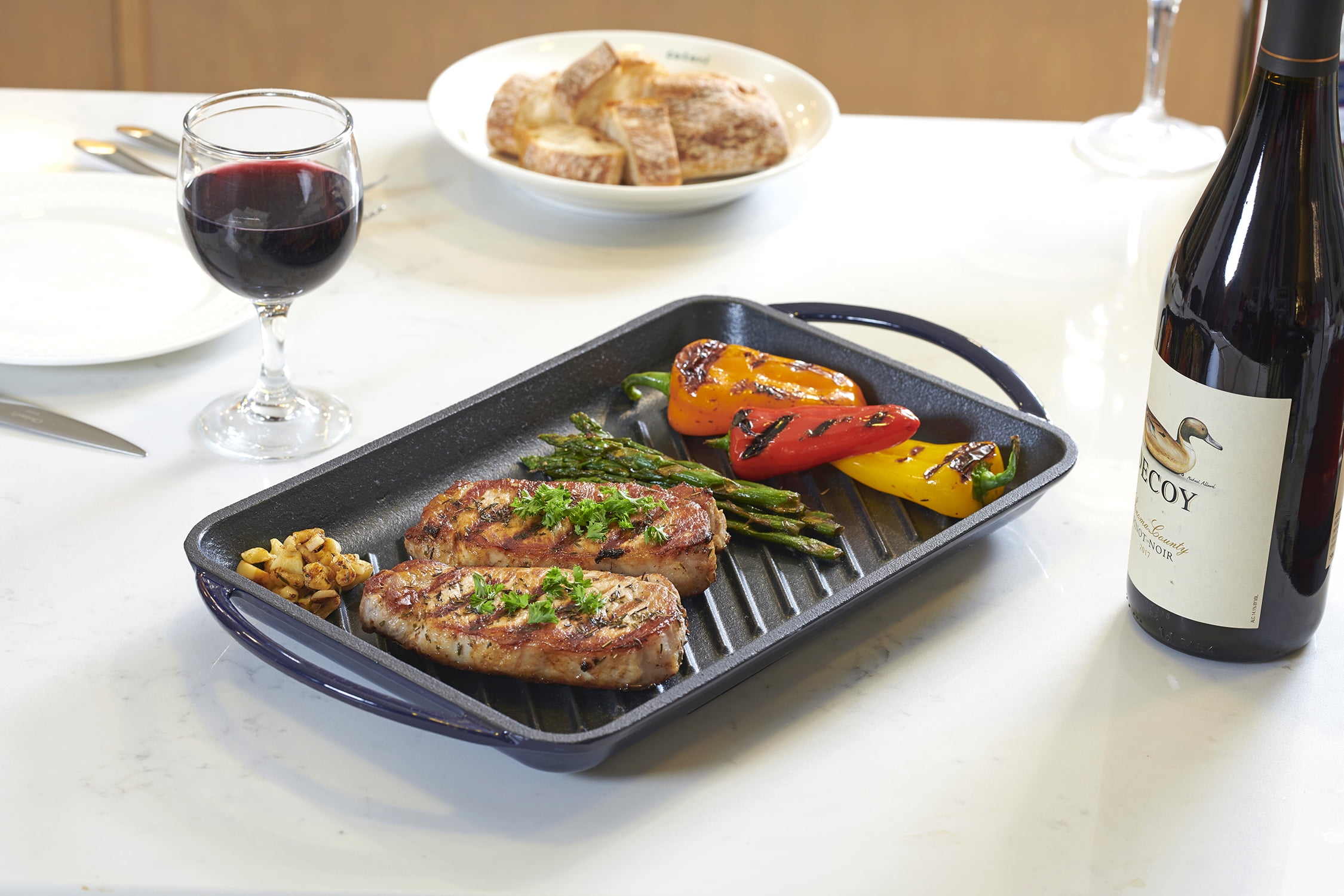 Servappetit 15.75 in Rectangular Oven Safe Cast Iron Grill Pan
