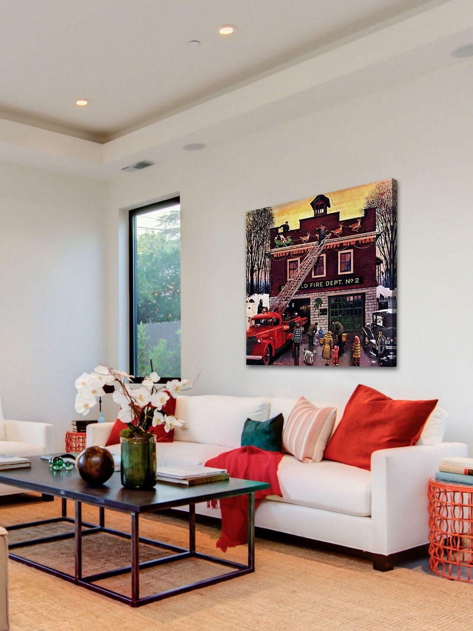 Marmont Hill "Christmas at the Fire Station" by Stevan Dohanos Painting Print on Canvas