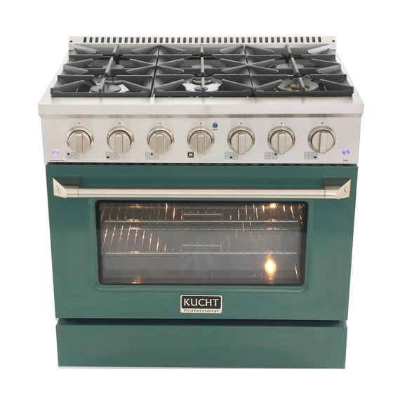 KUCHT Professional 36 in. 5.2 cu. ft. Gas Range with Convection Oven and Green Door