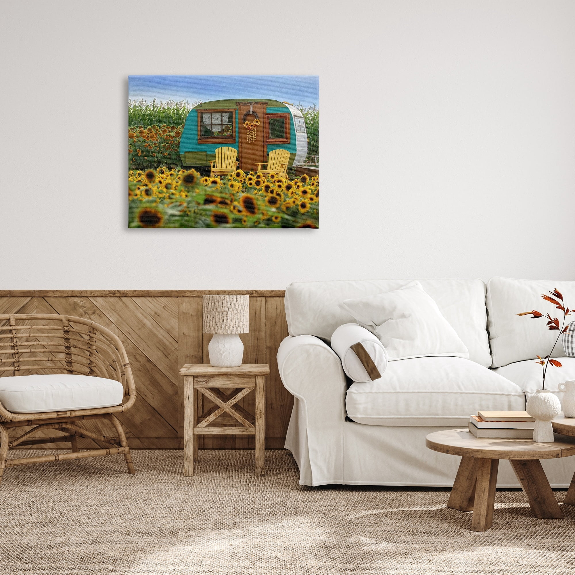 Stupell Lovely Sunflower Field Camper Botanical & Floral Photography Gallery Wrapped Canvas Print Wall Art