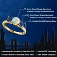 thumbnail image 2 of Gem Stone King 18K Yellow Gold Plated Silver Simulated White Opal and Blue Created Sapphire Engagement Ring for Women | 1.50 Cttw | Round Cabochon 6MM | Gemstone October Birthstone | Size 5, 2 of 6